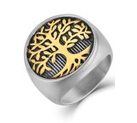 JIWOY Tree of Life Ring Stainless Steel Tree Band White Titanium Jewelry for Men, Titanium, No Gemstone