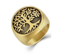 JIWOY Tree of Life Ring Stainless Steel Tree Band White Titanium Jewelry for Men, Titanium, No Gemstone