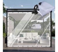 JIwqDY Clear Pergola Curtains Waterproof Side Panels Heavy Duty Tarpaulin with Eyelets Plastic Partition Screen for Garden, Patio, Porch(8'x3'/2.5x1m)