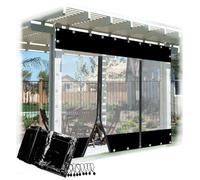 JIwqDY Clear Tarp with Zip Door Outdoor Weatherproof Curtains Transparent Waterproof Pergola Side Panel for Gazebo, Terrace, Porch，Customizable(2.5x1.8m)