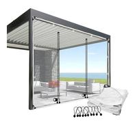 Outdoor Clear Tarp Curtain Heavy Duty Waterproof Tarpaulin Side Panels with Zip Door Partition Rain Curtain for Pergola, Porch, Gazebo, Patio(3x2m/9.8x6.5ft)