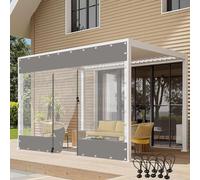 JIwqDY Outdoor Clear Tarp Curtains Waterproof Gazebo Side Panels with Zip Door 0.6mm Pvc Plastic Tarpaulin for Pergola Patio (Color : Grey, Size : 4.5x3.5m/14.7x 11.4ft)