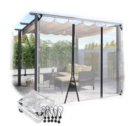 JIwqDY Outdoor Clear Tarp Curtains with Zip, Transparent Tarpaulin Side Panels Heavy Duty Waterproof Tarpaulin Cover, for Pergola Gazebo Patio(4x2.5m)