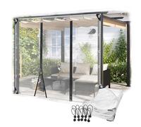 Outdoor Waterproof Clear Tarp Curtains with Zip Door Gazebo Transparent Side Panels Pvc Plastic Tarpaulin, for Pergola Patio(3x2.2m)