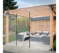 JIwqDY Waterproof Outdoor Patio Curtains with Zip Door Rustproof Grommet Transparent Garden Curtain Porch Gazebo Pergola Canopy, Customizable (Color : Clear, Size : 2x2.5m/6.5x8.2ft)