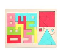 Jiwyunlu Wooden Tangram Puzzle - Colored Number Tangram Puzzle - Wooden Pattern Blocks Set, Can Improve Memory, Observation, and Imagination, Suitable for Children, Adults, Parent-child Interaction