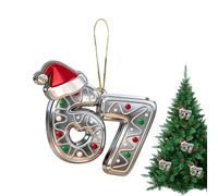 Jixcderm 67 Christmas Ornament | 2D Acrylic Funny Reusable Home Decor | Fun Six Seven Pendant Party Decorations | for Holiday Birthday Wall Door Window Indoor Outdoor Living Room Bedroom