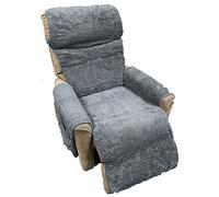 JIXDILO Fleece Recliner Furniture Protector Cover with Armrest Pockets, Super Soft Warm Recliner Chair Cover, Non Slip Washable Recliner Cover with Elastic Strap for K ids Pets(Chair, Grey)