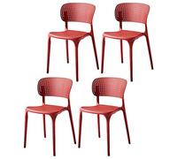 JIXDILO Modern Indoor Outdoor Plastic Dining Arm Chair,Simple Chairs,Home Open Back Dining Chairs for Dining Room Restaurant Office - Red Set of 4