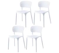 JIXDILO Modern Indoor Outdoor Plastic Dining Arm Chair,Simple Chairs,Home Open Back Dining Chairs for Dining Room Restaurant Office - White Set of 4