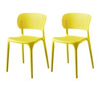 JIXDILO Modern Indoor Outdoor Plastic Dining Arm Chair,Simple Chairs,Home Open Back Dining Chairs for Dining Room Restaurant Office - Yellow Set of 2