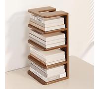 JIXDILO Small Desktop Bookshelf,Wood Desk Display Organizer,Storage Space Above The Desk for Home,Office,Dormitory(14x12x32cm/5.5x4.7x12.6in, Walnut)