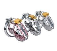JiXGzAo 3D Dragon Pattern Cock Cage Chastity with Lock, Stainless Steel Penis Ventilation Men's Belt SM Bondage Fetish Sex Toy for Men