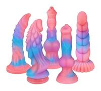 JiXGzAo Alien Light Up Anal Dildo, Realistic Silicone Material, with Powerful Suction Cup, G-Spot Stimulation, Soft Monster Shape, Unisex Anal Plug Sex Toy, Dildo