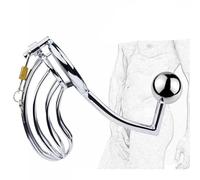 JiXGzAo Anal Plug Anal Hook with Penis Cage Metal Anal Plug Buttplug Chastity Cage Male Bondage Anal Beads Anal Hook Chastity with Lock and Key Sex Toys for Men Couples Beginners