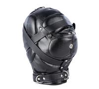 JiXGzAo BDSM Hood Isolation Mask SM Full Face with 1 Hole Soft Sponge Adjustable Drawstring Back Bed Restraint Fetish Sex Toy Couple