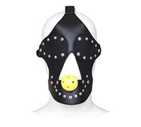 JiXGzAo Bondage Head Harness with Mouth Gag Ball and Removable Eye Mask SM Leather Head Harness BDSM Mouth Gag Adjustable Erotic Sex Game Slave Flirting Sex Toy for Women Men