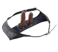 JiXGzAo Bondage Masters Double Dildo Internal Chastity Belt Pants Penis Anal and Vaginal Insert Plug Butt Masturbation Sex Toy for Women