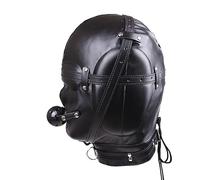 JiXGzAo Gag Mouth Ball Extreme Collar Adjustable Head Mask SM Bondage Harness Leather with Air Holes Fetish Restraint Erotic Sex Toy