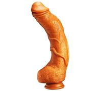 JiXGzAo Golden Silicone Soft Huge Dildo with Strong Suction Cup Realistic Dildos with Real Veins and Bulging Testicles Sex Toys for Women Men Real Penis Replica