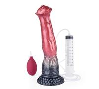 JiXGzAo Horse Squirt Dildo Silicone Animal Horse Penis with Suction Cup, Sperm Spray Function Anal Dildo Plug with Veins G-Spot Vaginal Anal Sex Toy for Women Men