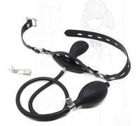 JiXGzAo Inflatable Silicone Mouth Gag Mouth Gag with Lock Adjustable Stimulation Mouth Spreader and Removable Needle Erotic Games Teasing Bondage Filled SM Flirting Sex Toy for Couples