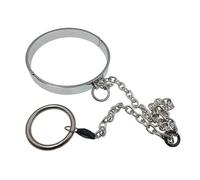 JiXGzAo Metal Collar with Cock Ring Chastity Chain Neck Restraint O-Ring Testicle Sexy Gay Slave Fetish Bondage SM Erotic Sex Toys Men Couple