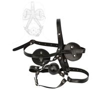 JiXGzAo Mouth Gag Head Harness with Blindfold Eye Mask Ball Restraint Straps BDSM Bondage Erotic Fetish Slave Role Play Sex Toy for Women Men