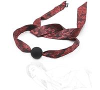 JiXGzAo Silicone Gag Mouth Ball Spreader Red Fabric Classic Pattern Head Harness SM Bondage Fetish Sex Toy for Women Men