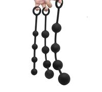 JiXGzAo Silicone Solid Bead Anal Plug Massager with Pull Ring Waterproof Butt Female G-Spot Stimulation Masturbation Sex Toy Black
