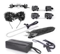 JiXGzAo SM Bondage Set with 8 Pieces Extreme Sex with Storage Bag Dog Slave Bed Bundle Flirting Toy Perfect Erotic Leather