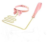 JiXGzAo SM Collar with Leash Chains Harness with Bow Adjustable Slave Restraints Extreme Bondage Erotic Necklace Flirt Cosplay Torture Adult Game Sex Toy