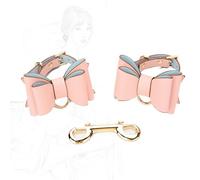 JiXGzAo SM Leather Handcuffs with Bow Adjustable with Metal Double Ended Buckle Fetich Wrist Cuffs BDSM Extreme Sex Toys for Men Women Couples