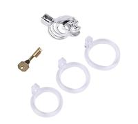 JiXGzAo SM Metal Skull Chastity Cage Sex Toy Penis Set with 3 Different Sizes Silicone Testicle Rings BDSM Belt Men CBT for Fetish Slave Couples