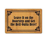 JiXianJu Funny Welcome Doormat for Entrance Way Leave It on The Doorstep and Get The Hell Outta Here Indoor Front Porch Decor Rugs with Anti-Slip Rubber Back Gift Mats 23.7"(L) x 15.9"(W)