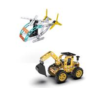 Jixin Xyzhi Building Sets Stem Assembly Metal 3-D Puzzle Excavator and Plane Model Car Building Kit Construction Set Toys Parent-Child Interaction Construction Sets Gifts for Kids 8-16 Blue…