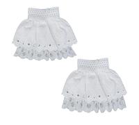 Jixin4you 2 Pairs Women's Wrist Cuffs Flower Embroidery Lace Pleated Horn Cuffs Detachable Shirt Sweater Dress False Sleeves Stretch Ruffles Cuffs Gothic Bracelet