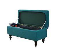 JIXINHEKEJI 2-Piece Stretch Jacquard Ottoman Cover - Non-Slip Elastic For Rectangular Folding Storage Footrest(Size:17.72" - 29.53"（45 - 75 cm）,Color:Peacock Blue)