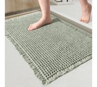 JIXINHEKEJI Waffle Bath Mat,Hand Woven Modern Bathroom Rug Mat,Super Absorbent Non-Slip Bath Mats For Bathroom Floor(Size:20x31.9in,Color:Green)