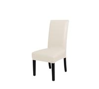 JIXINHEKEJI Waterproof PU Leather Dining Chair Cover, Stretchable Parsons Chair Slipcover, Oilproof And Stain Resistant, Universal Fit For Most Armless Dining Chairs, Home (Size:6 Pack,Color:Beige)