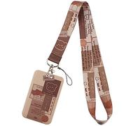 JIXIWANG Cute Bear ID Lanyard with Card Holder - Brown Preppy Keychain Be Kind Neck Strap Clip for Keys, ID Badges - for Teachers, Students, Kids, Women, Girls