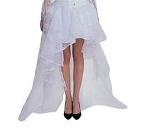 JIXUAN Female Tulle Skirt Sexy Thin Lace Embroidered Mesh Skirt Short at Front Long at Back Irregular Performance Skirt Casual Personalized Skirt White