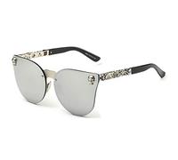 JiXuan Hot Men Skull Women Cat Eye Sunglasses Vintage Oversized Rimless Mirror Cateye Eyewear
