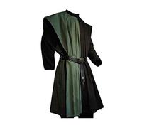 JIXUAN Medieval Renaissance Warriors Knight Costume Robe Shirt Sleeveless Long Tunic Victoria Style Vikin Warrior Men's Robe Army Green