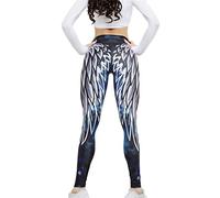 JIXUAN Women Elastic High Waist Yoga Pants Angel Wings Print Trousers Hip Raise Training Pants Sexy Fitness Leggings