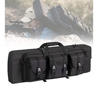 JIXYLN 37/42/47/55 inch Double Rifle Case Soft Bag Gun Case, Multiple Magazine Holder Pouches Outdoor Tactical Accessory Bags Perfect for Rifle Pistol Firearm Storage and Transportation,Black-42in