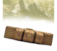 JIXYLN 37/42/47/55 inch Double Rifle Case Soft Bag Gun Case, Multiple Magazine Holder Pouches Outdoor Tactical Accessory Bags Perfect for Rifle Pistol Firearm Storage and Transportation,Beige-37in