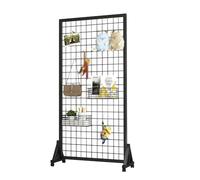 JIXYLN Gridwall Panel Display Stand, Movable Wire Gridwall Display Racks, Standing Grid Tower with Hooks, for Home Organization, Retail, Trade Show, Arts Craft Fair