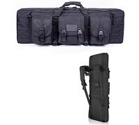 JIXYLN Rifle Cases Long Gun Bag, Hunting Rifle Case, Double Compartment Soft Gun B& 3 Laraccessory Pouches/Black/140Cm