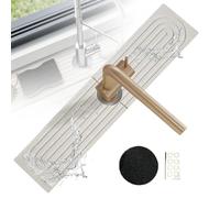 JIXYUA Faucet Mat for Kitchen Sink, Faucet Splash Guard - Diatomaceous Earth Fast Drying Stone Sink Tray, Absorbent Mat for kitchen Bathroom Counter, Prevents Moisture Buildup (White, 23.6 * 3.9in)